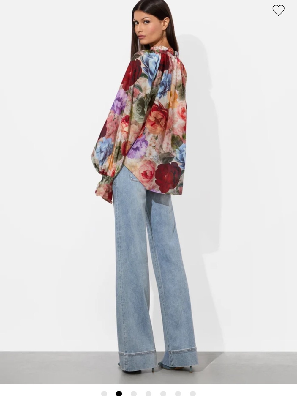 Alice and Olivia Norah Ruffle Peasant Top Cotton Silk Red Blue Floral Sz S - Picture 11 of 13
